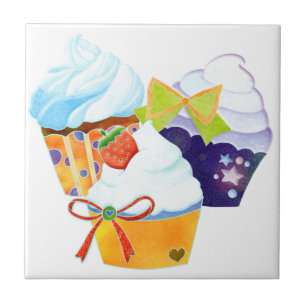 Colorful Cupcakes Kitchen Trivet Deco Tiles Tegeltje
