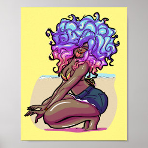 Colorful Curly Hair Poster