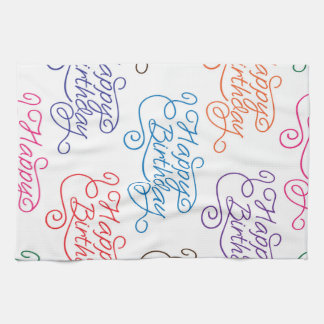 Colorful Cursive Happy Birthday Pattern Theedoek