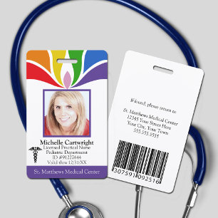 Colorful Custom Rainbow Hospital Employee Medical Badge
