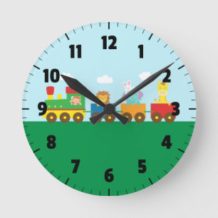 Colorful Cute Animals Train for Kids Bedroom Ronde Klok