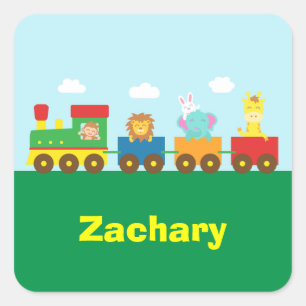 Colorful Cute Animals Train for Kids Vierkante Sticker