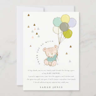 Colorful Cute Aqua Blue Beer Balloons Baby shower Bedankkaart