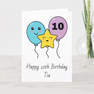 Colorful Cute Balloons 10e verjaardag Kaart