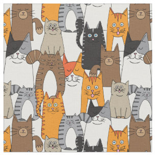 Colorful Cute Cats Patroon Stof