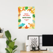 Colorful Cute Dino Birthday Poster (Thuiskantoor)