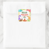Colorful Cute Dino Birthday Vierkante Sticker (Tas)