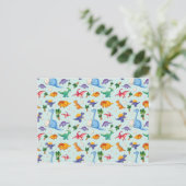 Colorful Cute Dinosaur Pattern Briefkaart (Staand voorkant)