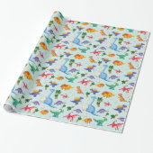 Colorful Cute Dinosaur Pattern Cadeaupapier (Uitgerold)