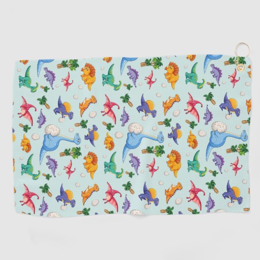 Colorful Cute Dinosaur Pattern Golfhanddoek (Horizontaal)