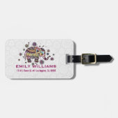 Colorful Cute Floral Elephant Bagagelabel (Voorkant horizontaal)