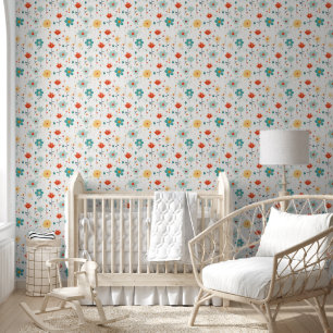 Colorful Cute Flowers Patroon Behang