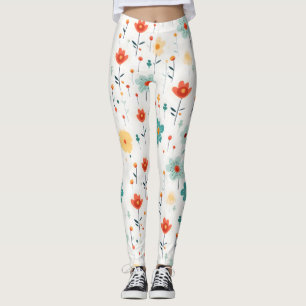 Colorful Cute Flowers Patroon Leggings