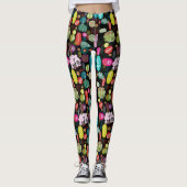 Colorful Cute Flowers Patroon Leggings (Voorkant)