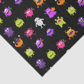 Colorful Cute Halloween Monsters op Black Tissuepapier (Detail)