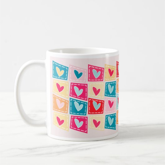 Colorful Cute Heart Pattern Valentijnsdag Koffiemok (Links)