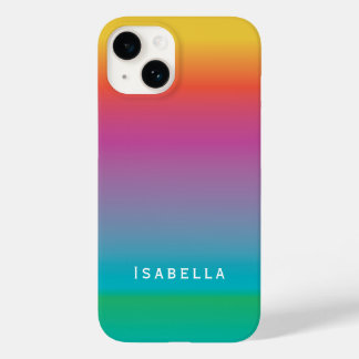 Colorful Cute Rainbow Gradient Ombre Monogram Case-Mate iPhone 14 Hoesje