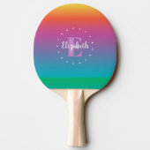 Colorful Cute Rainbow Ombre Gradient Monogram Tafeltennisbatje (Achterkant)
