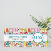 Colorful Cute Retro Flowers Gift Voucher (Staand voorkant)