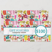 Colorful Cute Retro Flowers Gift Voucher (Voorkant / Achterkant)