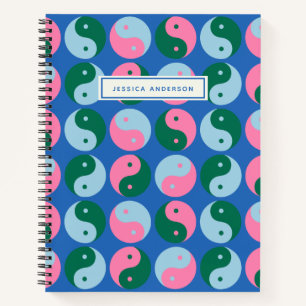 Colorful Cute Retro Yin Yang Blue Notitieboek