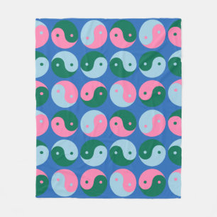 Colorful Cute Retro Yin Yang Pattern Blue Fleece Deken
