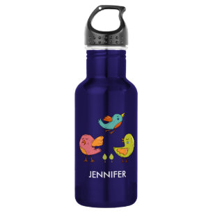 Colorful Cute Whimsical Birds Waterfles