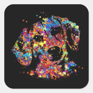Colorful Dachshund dog - Doxie Vierkante Sticker