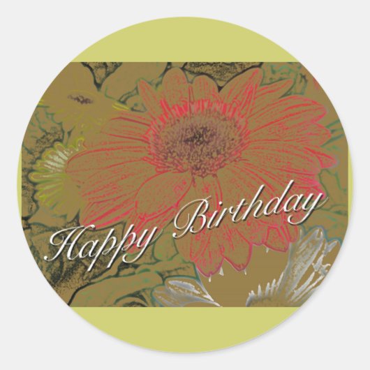 Colorful Daisies Happy Birthday Sticker (Voorkant)