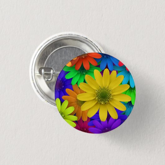 Colorful Daisies Ronde Button 3,2 Cm (Voorkant /achterkant)