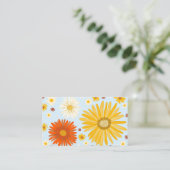 Colorful Daisies Soft Blue Visitekaartje (Staand voorkant)