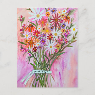 Colorful Daisy Bouquet DANK U! Briefkaart