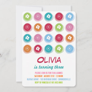 Colorful Daisy Flower Stippen Girl Birthday Invite Kaart