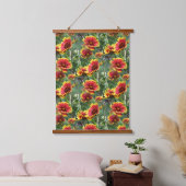 Colorful Daisy Flowers Nature Pattern   Hangend Wandkleed (Slaapkamer)