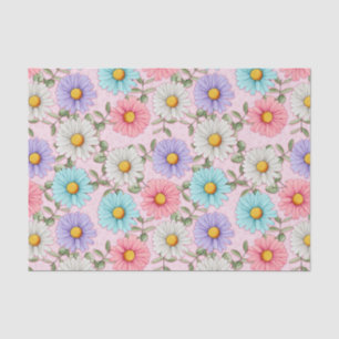 Colorful Daisy Flowers Roze Tissuepapier