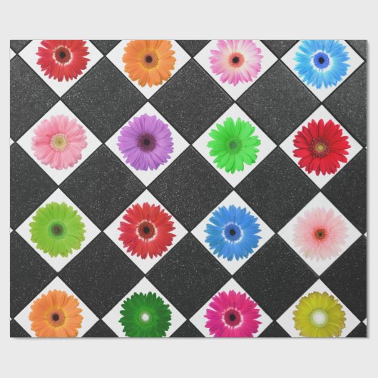 Colorful Daisy Pattern Cadeaupapier (Vlak)