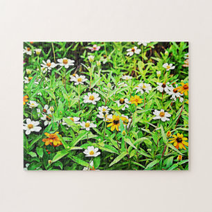 Colorful Daisy Zinnia Flower Garden Puzzle Legpuzzel