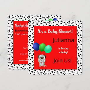 Colorful Dalmatian Theme Baby shower Kaart