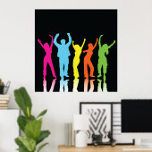 Colorful Dancers dansen rond Poster (Thuiskantoor)