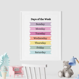 Colorful Days of the Week Affiche éducative