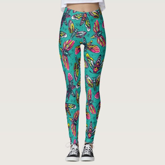 Colorful Death Moths Leggings (Voorkant)