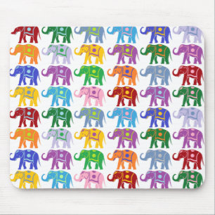 Colorful Decorative Elephants Pattern Muismat