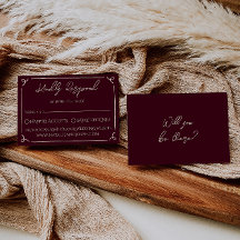 Colorful Deep Burgundy Hand Written Retro Wedding