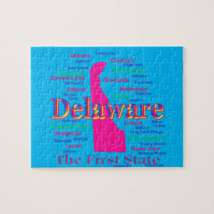 Colorful Delaware State Pride Map Silhouette Legpuzzel