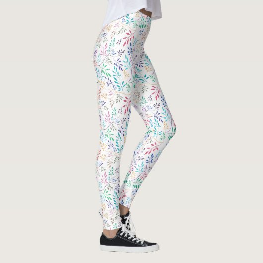 Colorful Delicate Leafs Pattern Leggings (Rechts)