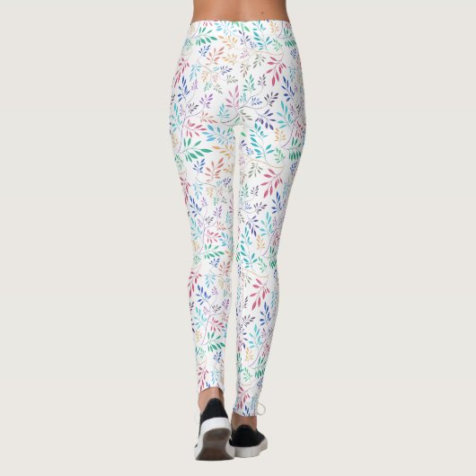 Colorful Delicate Leafs Pattern Leggings (Achterkant)