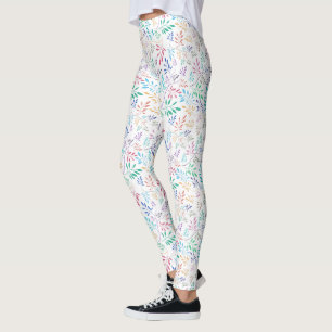 Colorful Delicate Leafs Pattern Leggings