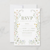 Colorful delicate meadow flower Wedding RSVP cards (Devant)