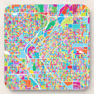 Colorful Denver Map Bier Onderzetter