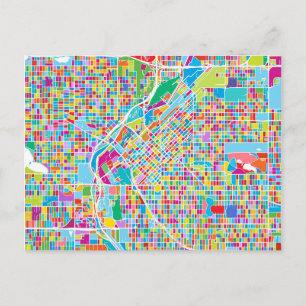Colorful Denver Map Briefkaart